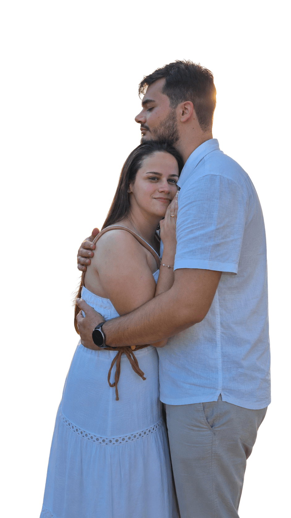 Luis Felipe e Priscila abraçados